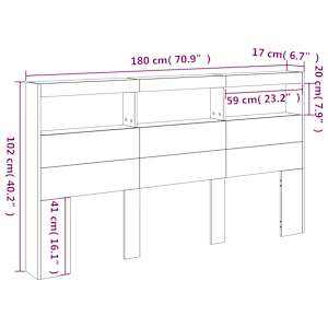 Čelo postele s úložným prostorem a LED kouřový dub 180x17x102cm - obrázek 14
