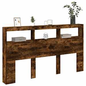 Čelo postele s úložným prostorem a LED kouřový dub 180x17x102cm - obrázek 5