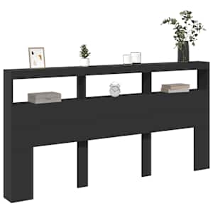 Čelo postele s úložným prostorem a LED černé 200 x 17 x 102 cm - obrázek 5