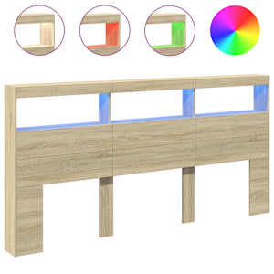 Čelo postele s úložným prostorem a LED dub sonoma 200x17x102 cm - obrázek 2