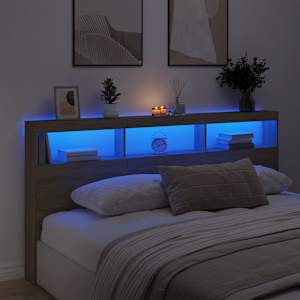 Čelo postele s úložným prostorem a LED dub sonoma 200x17x102 cm - obrázek 4