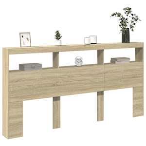 Čelo postele s úložným prostorem a LED dub sonoma 200x17x102 cm - obrázek 5
