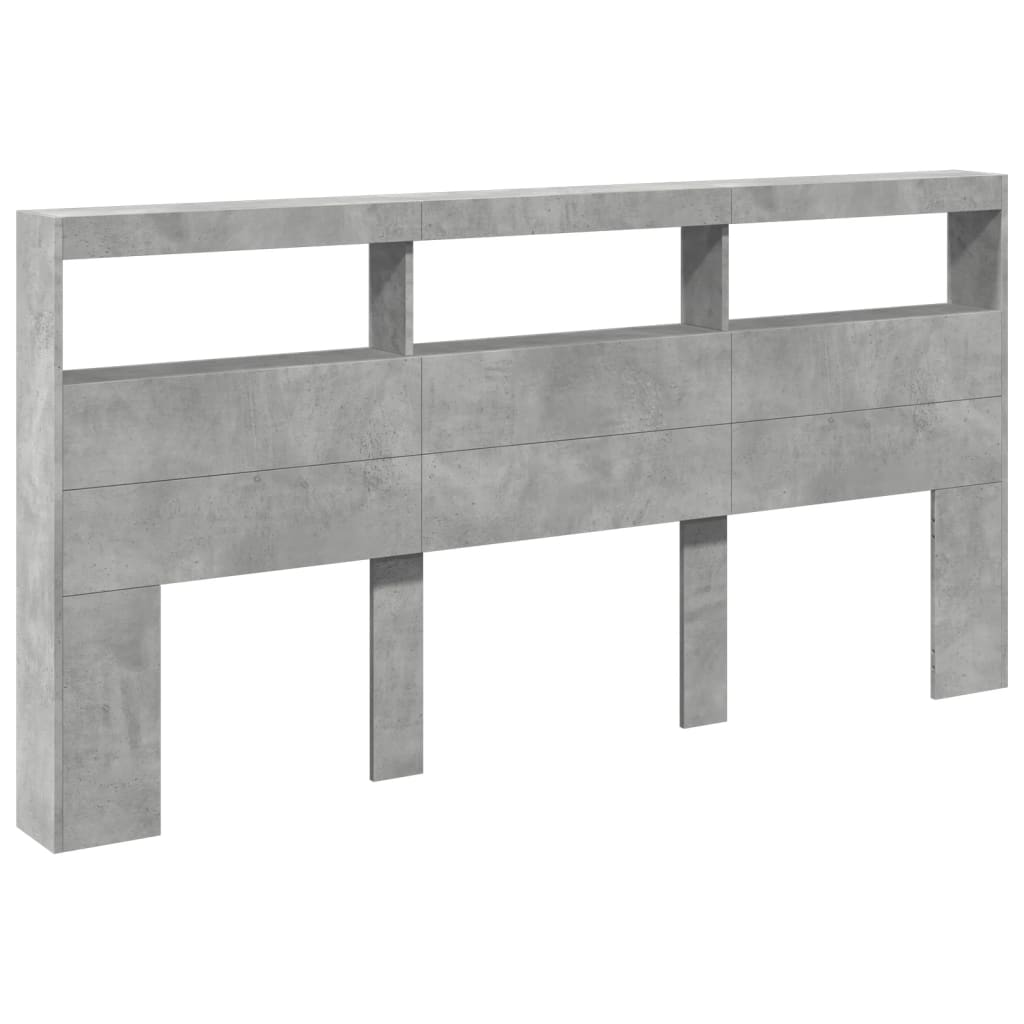 vidaXL Hoofdbordkast met LED-verlichting 200x17x102 cm betongrijs afbeelding