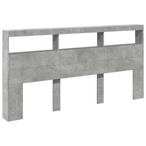 Čelo postele úložný prostor a LED betonově šedé 200x17x102 cm - obrázek 3