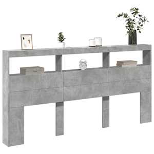 Čelo postele úložný prostor a LED betonově šedé 200x17x102 cm - obrázek 5