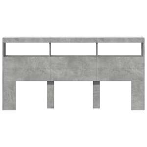 Čelo postele úložný prostor a LED betonově šedé 200x17x102 cm - obrázek 6