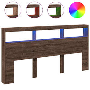 Čelo postele s úložným prostorem a LED hnědý dub 200x17x102 cm - obrázek 2