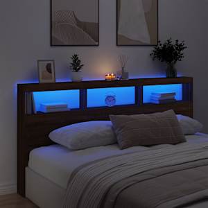 Čelo postele s úložným prostorem a LED hnědý dub 200x17x102 cm - obrázek 4