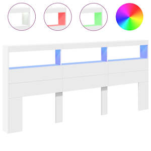 Čelo postele s úložným prostorem a LED bílé 220 x 17 x 102 cm - obrázek 2