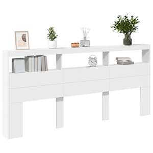 Čelo postele s úložným prostorem a LED bílé 220 x 17 x 102 cm - obrázek 5