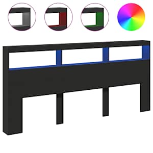 Čelo postele s úložným prostorem a LED černé 220 x 17 x 102 cm - obrázek 2