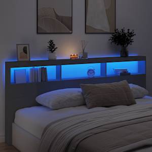 Čelo postele s úložným prostorem a LED černé 220 x 17 x 102 cm - obrázek 4