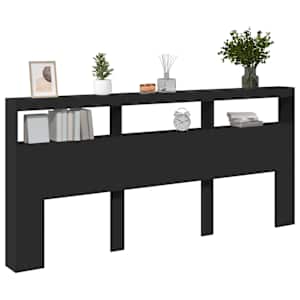Čelo postele s úložným prostorem a LED černé 220 x 17 x 102 cm - obrázek 5
