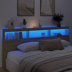 Čelo postele s úložným prostorem a LED dub sonoma 220x17x102 cm - obrázek 4
