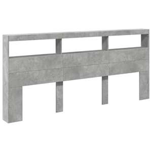 Čelo postele úložný prostor a LED betonově šedé 220x17x102 cm - obrázek 3