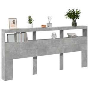 Čelo postele úložný prostor a LED betonově šedé 220x17x102 cm - obrázek 5