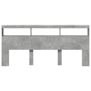 Čelo postele úložný prostor a LED betonově šedé 220x17x102 cm - obrázek 6