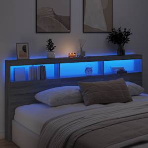 Čelo postele s úložným prostorem a LED šedé sonoma 120x17x102cm - obrázek 4