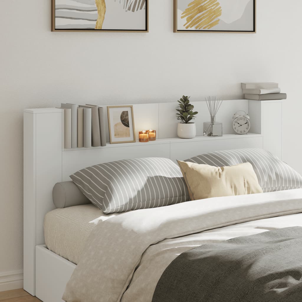 Čelo postele s úložným prostorem a LED bílé 180x16,5x103,5 cm