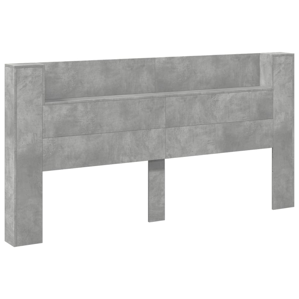 vidaXL Hoofdbordkast met LED-verlichting 200x16,5x103,5 cm betongrijs afbeelding