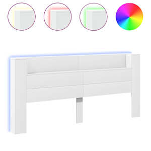 Čelo postele s úložným prostorem a LED bílé 220x16,5x103,5 cm - obrázek 2