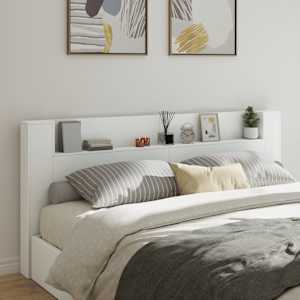 Čelo postele s úložným prostorem a LED bílé 220x16,5x103,5 cm - obrázek 1