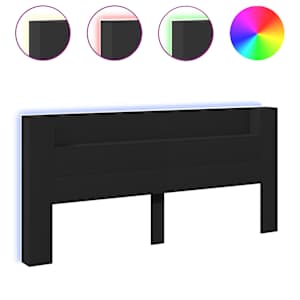 Čelo postele s úložným prostorem a LED černé 220x16,5x103,5 cm - obrázek 2
