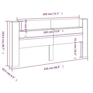 Čelo postele s úložným prostorem a LED černé 220x16,5x103,5 cm - obrázek 14