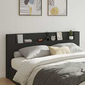 Čelo postele s úložným prostorem a LED černé 220x16,5x103,5 cm - obrázek 1