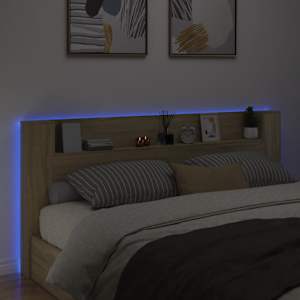 Čelo postele úložný prostor a LED dub sonoma 220x16,5x103,5 cm - obrázek 3