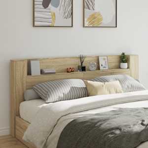 Čelo postele úložný prostor a LED dub sonoma 220x16,5x103,5 cm - obrázek 1