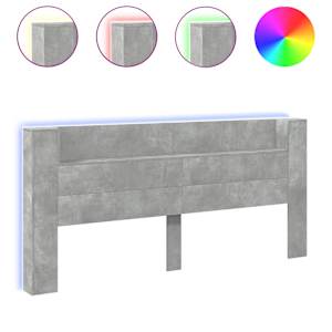 vidaXL voodipeatsi kapp LED-tuledega, betoonhall, 220x16,5x103,5 cm