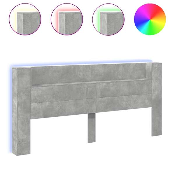 vidaXL voodipeatsi kapp LED-tuledega, betoonhall, 220x16,5x103,5 cm