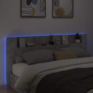 Čelo postele úložný prostor LED betonově šedé 220x16,5x103,5 cm - obrázek 4