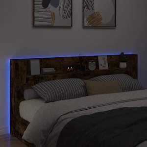 Čelo postele úložný prostor a LED kouřový dub 220x16,5x103,5 cm - obrázek 3