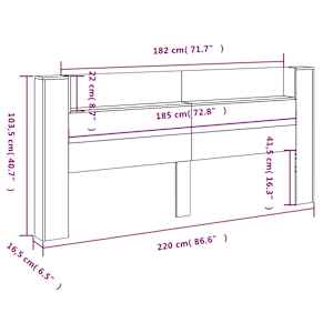 Čelo postele úložný prostor a LED šedé sonoma 220x16,5x103,5 cm - obrázek 14