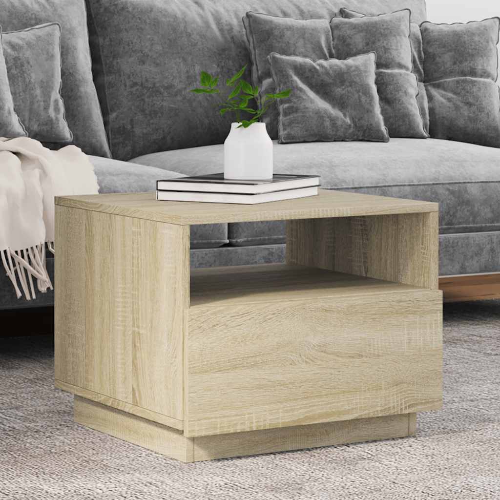 vidaXL Couchtisch mit LED-Leuchten Sonoma-Eiche 50x49x40 cm