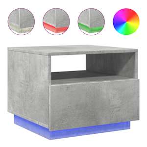 vidaXL kohvilaud LED-tuledega, betoonhall, 50 x 49 x 40 cm