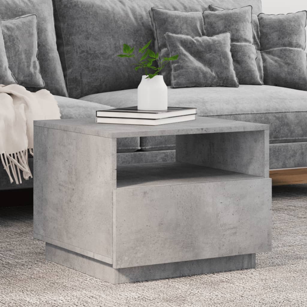 vidaXL sofabord med LED-lys 50x49x40 cm betongrå
