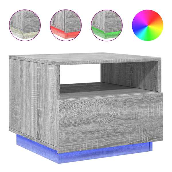 vidaXL kohvilaud LED-tuledega, hall Sonoma tamm, 50 x 49 x 40 cm