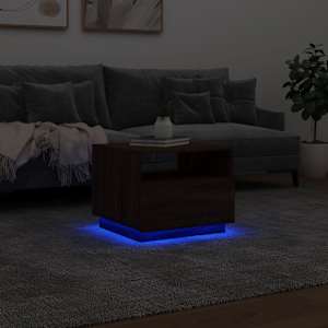 Konferenční stolek s LED osvětlením hnědý dub 50 x 49 x 40 cm - obrázek 5