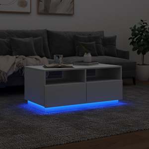 Konferenční stolek s LED osvětlením bílý 90 x 49 x 40 cm - obrázek 5
