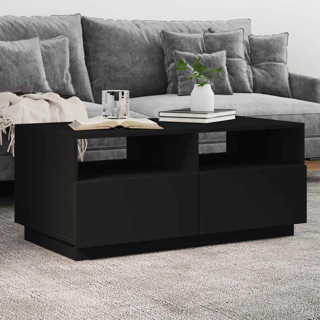 vidaXL Couchtisch mit LED-Leuchten Schwarz 90x49x40 cm