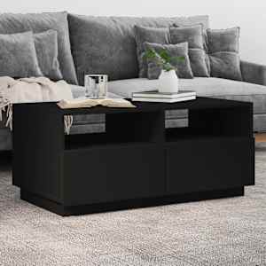 Klubska mizica z LED lučkami črna 90x49x40 cm