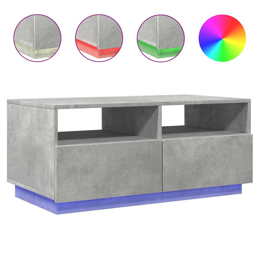 vidaXL Konferenční stolek s LED osvětlením betonově šedý 90x49x40 cm