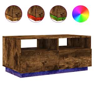 Konferenční stolek s LED osvětlením kouřový dub 90 x 49 x 40 cm - obrázek 2