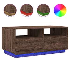 Konferenční stolek s LED osvětlením hnědý dub 90 x 49 x 40 cm - obrázek 2