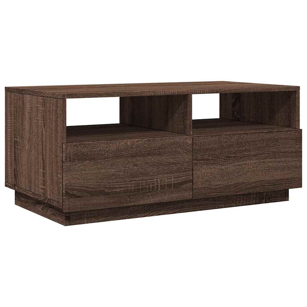 vidaXL Salontafel met LED-verlichting 90x49x40 cm bruin eikenkleur afbeelding