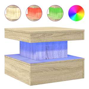 Konferenční stolek s LED osvětlením dub sonoma 50 x 50 x 40 cm - obrázek 2