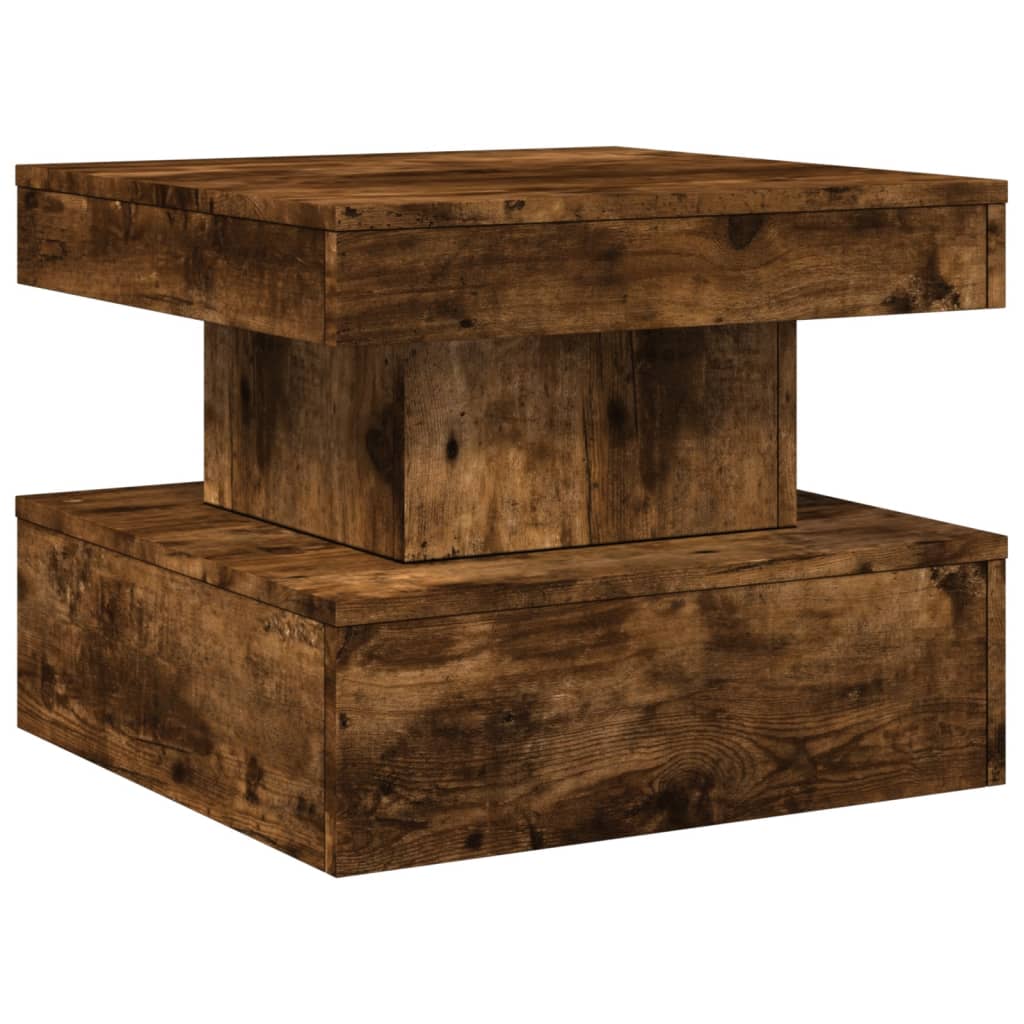 vidaXL Măsuță de cafea cu lumini LED, stejar fumuriu, 50x50x40 cm